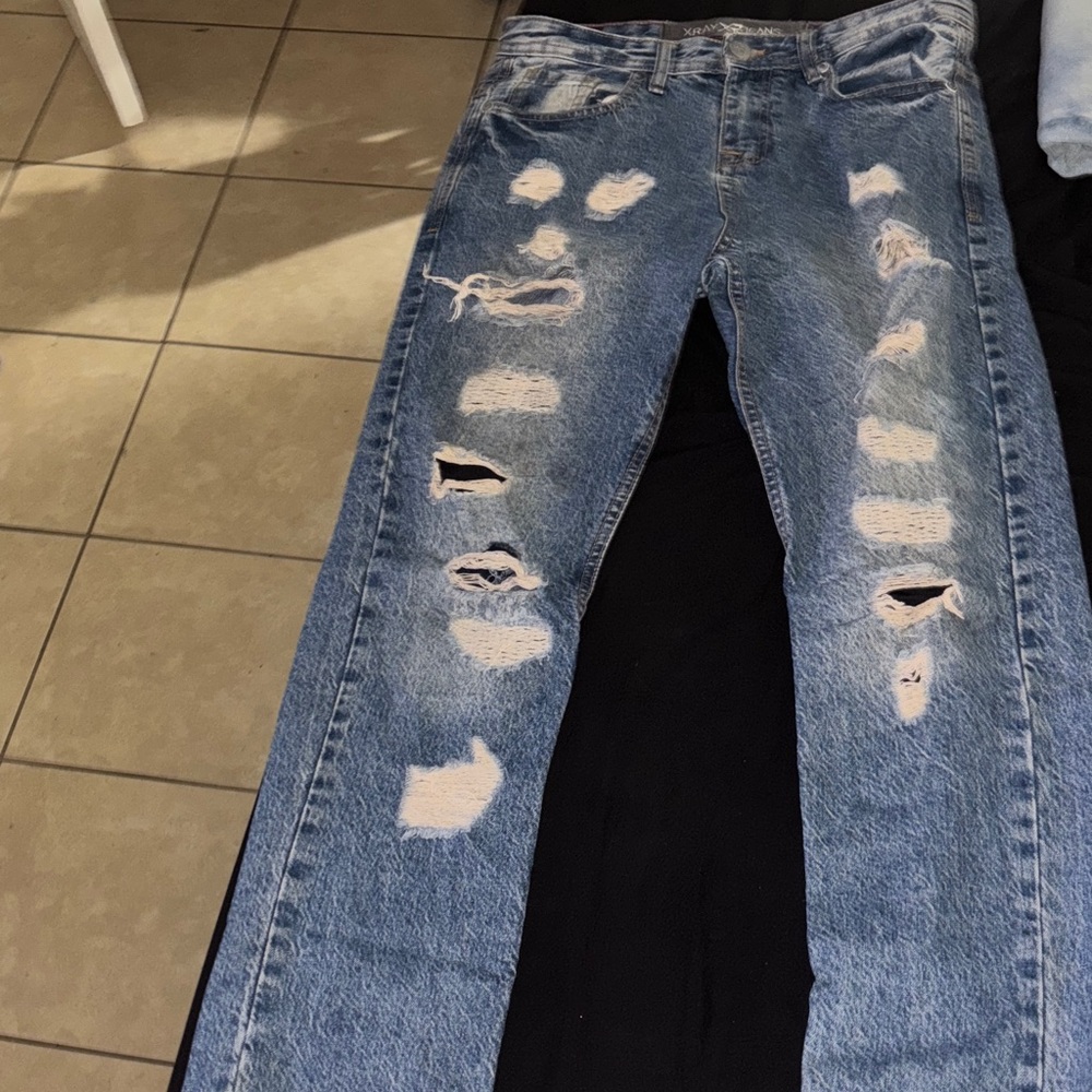 Stylish Distressed Blue Jeans